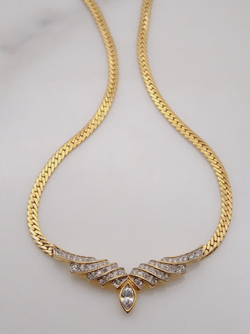 Pre-owned vintage Nina Ricci angel’s wings Swarovski crystals necklace | on slowness