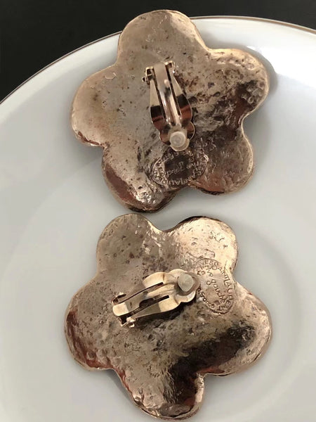 YSL Yves Saint Laurent Rive Gauche silver flower earrings (Vintage)