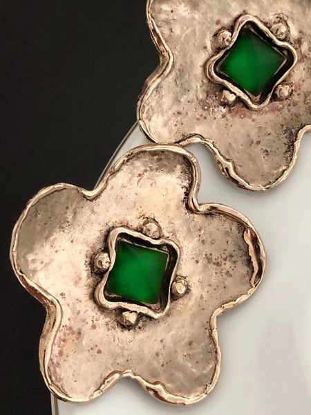 YSL Yves Saint Laurent Rive Gauche silver flower earrings (Vintage)