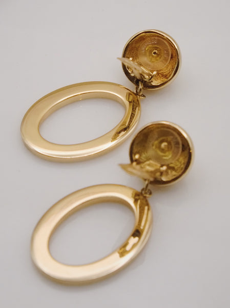 Pre-owned vintage statement Christian Dior golden hoop earrings | on slowness