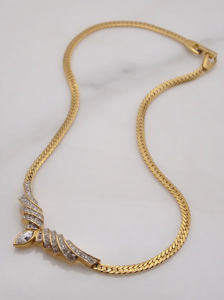 Pre-owned vintage Nina Ricci angel’s wings Swarovski crystals necklace | on slowness