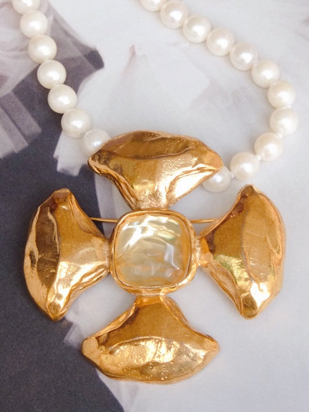 YSL Yves Saint Laurent Maltese cross brooch pendant (Vintage)