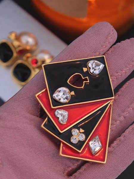 Butler & Wilson playing cards brooch (Vintage)