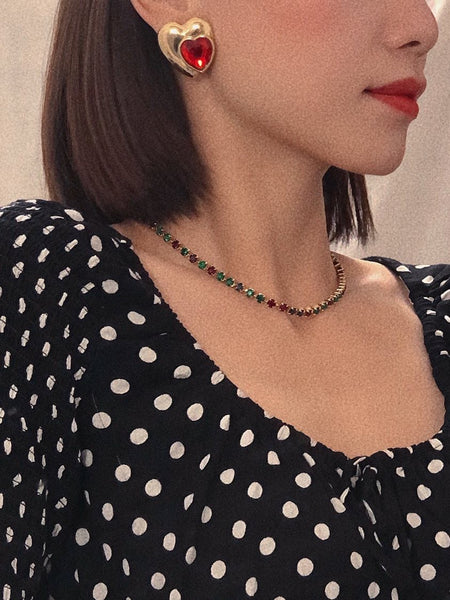 Loris Azzaro crystal red heart earrings (Vintage)