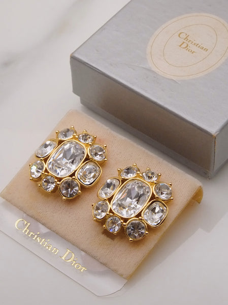 Pre-owned vintage Christian Dior crystals bridal wedding earrings | on slowness