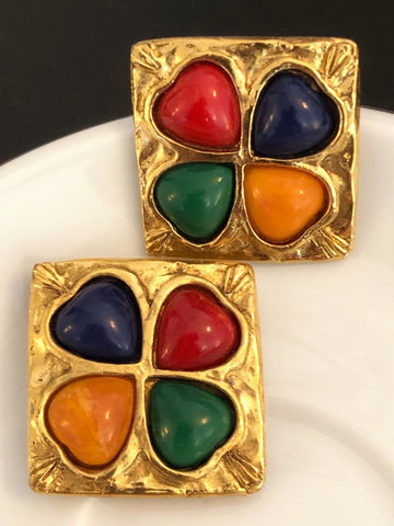 vintage YSL Yves Saint Laurent clovers earrings | on slowness