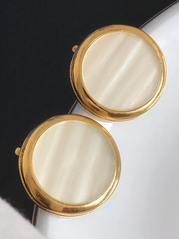 YSL Yves Saint Laurent mother of pearls round earrings (Vintage)