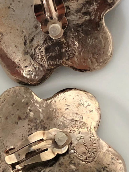 YSL Yves Saint Laurent Rive Gauche silver flower earrings (Vintage)