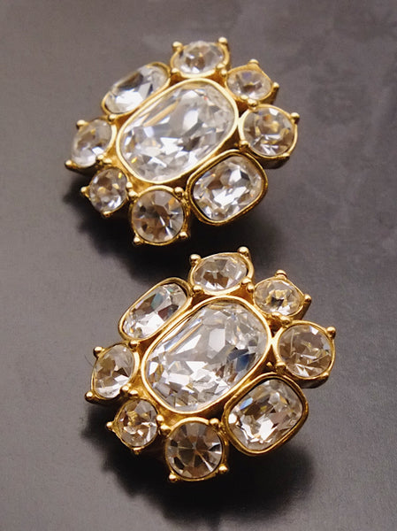 Pre-owned vintage Christian Dior crystals bridal wedding earrings | on slowness