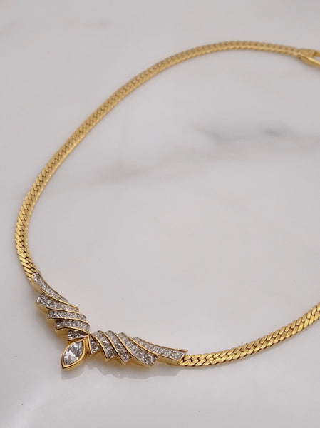 Pre-owned vintage Nina Ricci angel’s wings Swarovski crystals necklace | on slowness