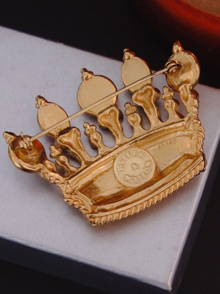 Butler & Wilson crown Tartan pattern brooch (Vintage)