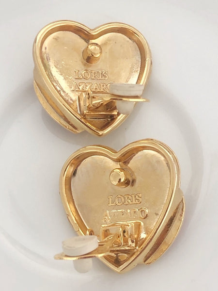 Loris Azzaro crystal red heart earrings (Vintage)