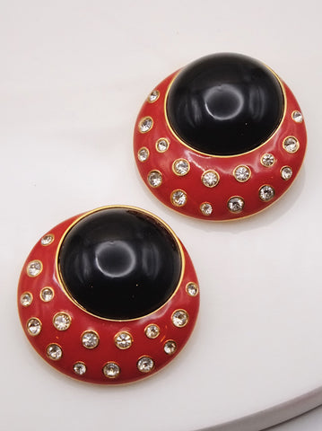 Vintage Nina Ricci couture ladybug enamel large clip on earrings | on slowness