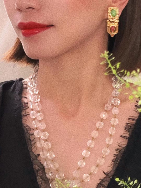 vintage Guy Laroche glass cabochon earrings | on slowness