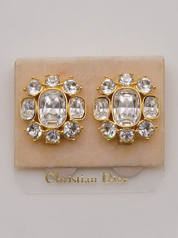 Pre-owned vintage Christian Dior crystals bridal wedding earrings | on slowness