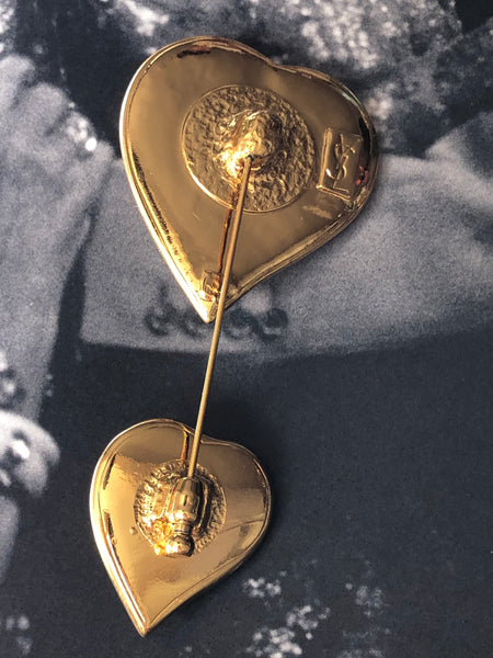 YSL Yves Saint Laurent blue hearts pin brooch (Vintage)