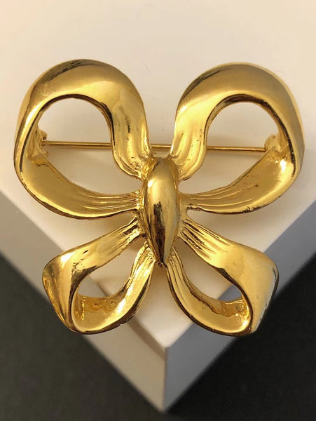 Vintage YSL Yves Saint Laurent raffia bow brooch | on slowness