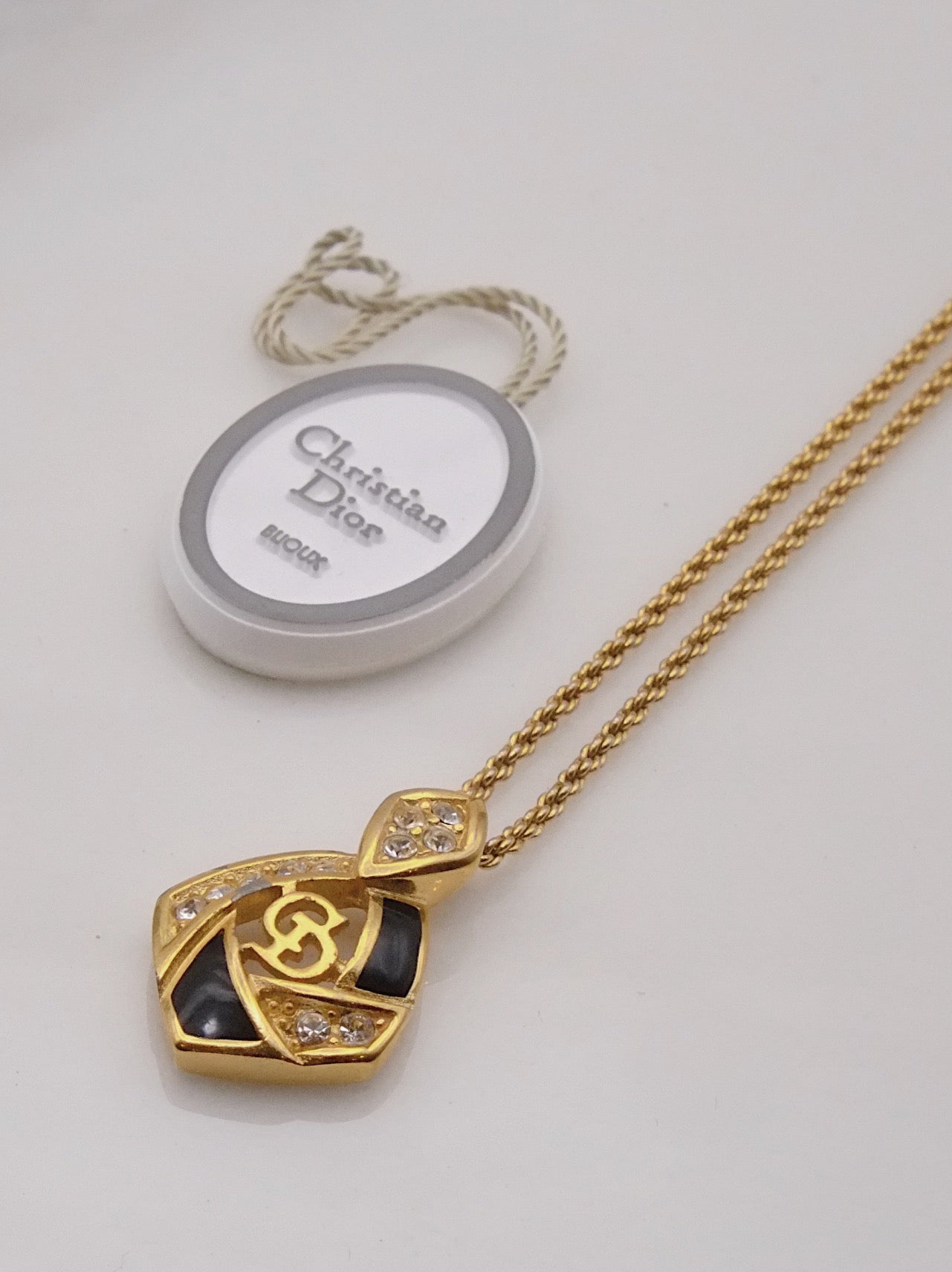 Christian Dior Gold CD Vintage Repurposed Dainty Charm Necklace   sororité