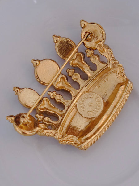 Butler & Wilson crown Tartan pattern brooch (Vintage)