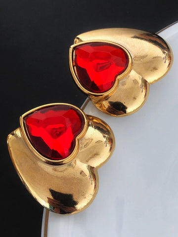 Vintage Loris Azzaro heart earrings | on slowness