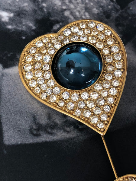 YSL Yves Saint Laurent blue hearts pin brooch (Vintage)