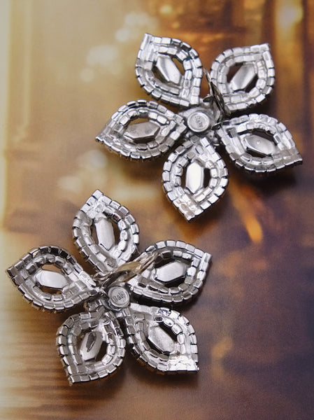 Vintage Extra large Butler & Wilson dazzling diamanté flowers wedding bridal earrings | on slowness