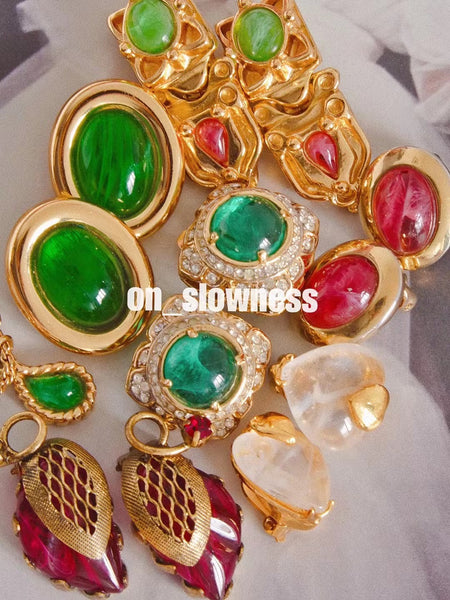 vintage Guy Laroche glass cabochon earrings | on slowness
