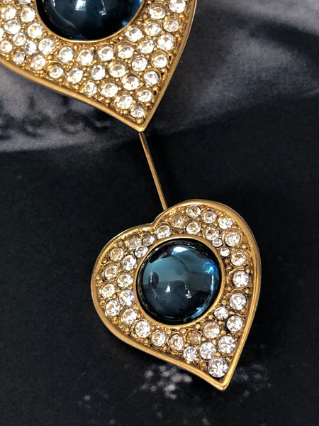 YSL Yves Saint Laurent blue hearts pin brooch (Vintage)