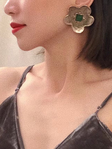 YSL Yves Saint Laurent Rive Gauche silver flower earrings (Vintage)