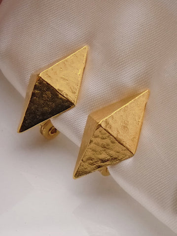 YSL Yves Saint Laurent golden pyramids clip on earrings (vintage)