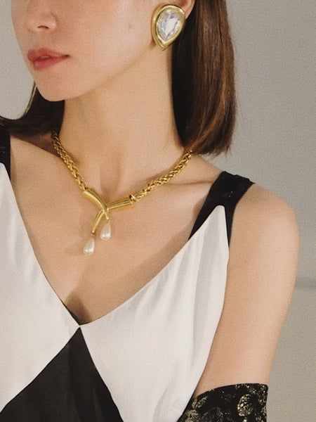 Vintage Butler & Wilson gold and crystal teardrop earrings | on slowness