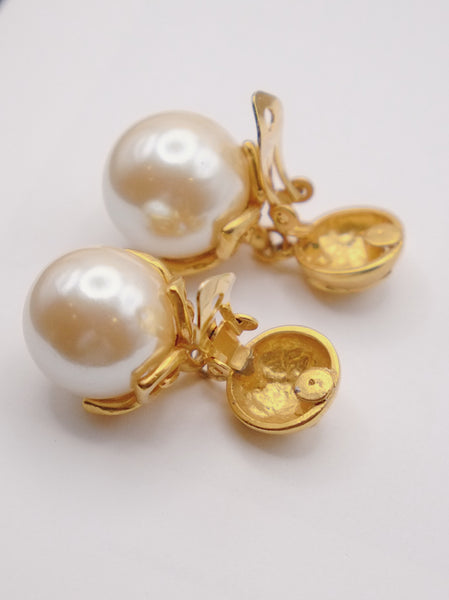 Kenzo golden flower faux pearls earrings (Vintage)