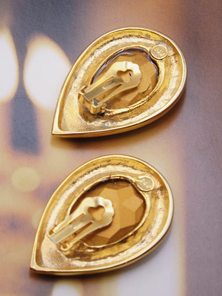 Vintage Butler & Wilson gold and crystal teardrop earrings | on slowness