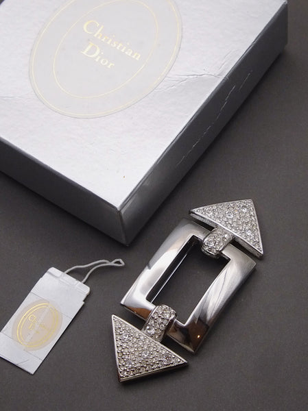 Pre-owned vintage Christian Dior silver bar brooch | on slowness