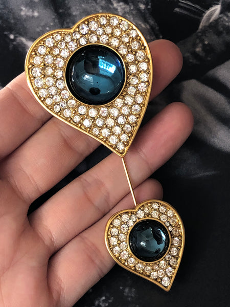 YSL Yves Saint Laurent blue hearts pin brooch (Vintage)