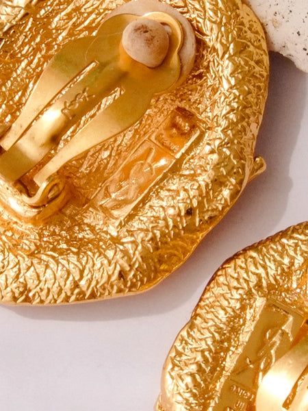 YSL Yves Saint Laurent red enamel golden snake earrings (Vintage)
