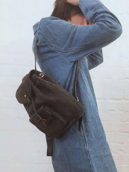 vintage Gucci backpack navy suede | ON SLOWNESS